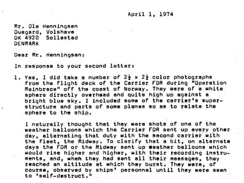 Letter from Litwin which Confirmed UFO Photo Were Real